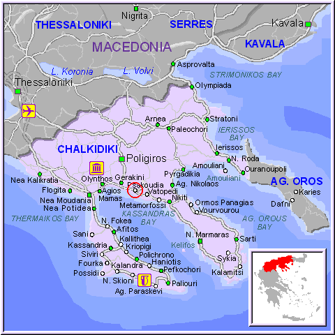 Karte von Chalkidiki